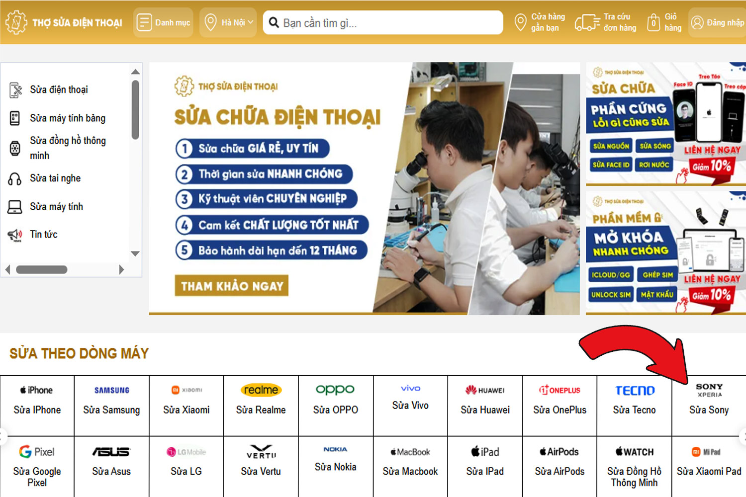 sua-dien-thoai-sony-dia-chi